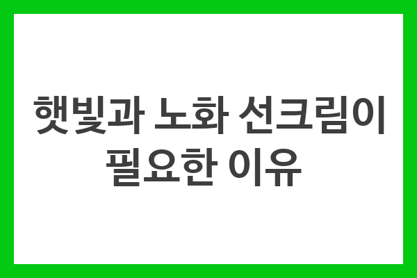 선크림을 사용하여 피부를 보호하고 노화를 예방하자.